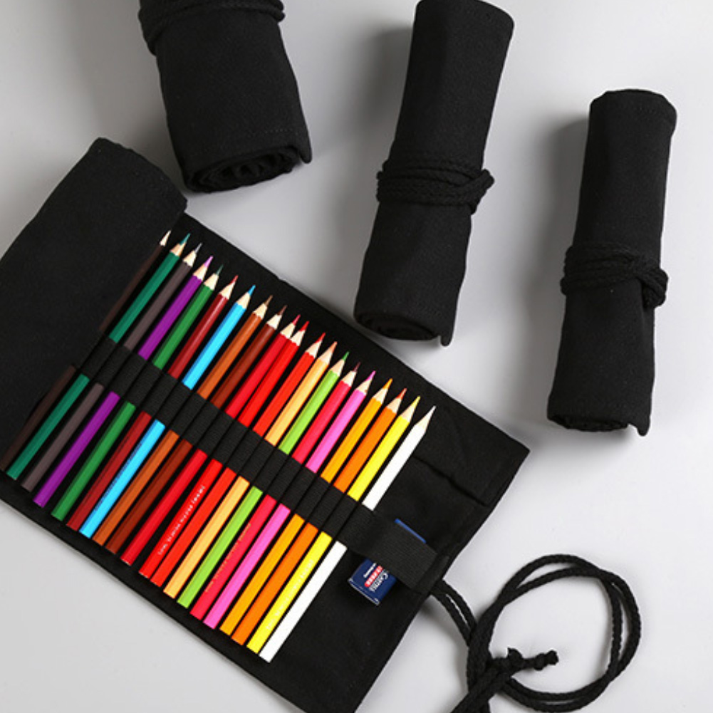 12/24/36/48/72 Holes Big Capacity Durable Eco-friendly Unisex Pencil Case Pen Bag Roll Holder Stationary Container