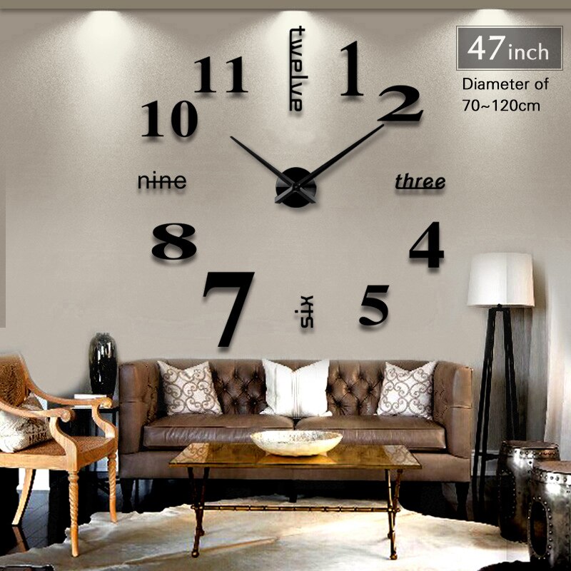 Horloge murale grand miroir, moderne 3D, décoration pour la maison, bricolage, unique,