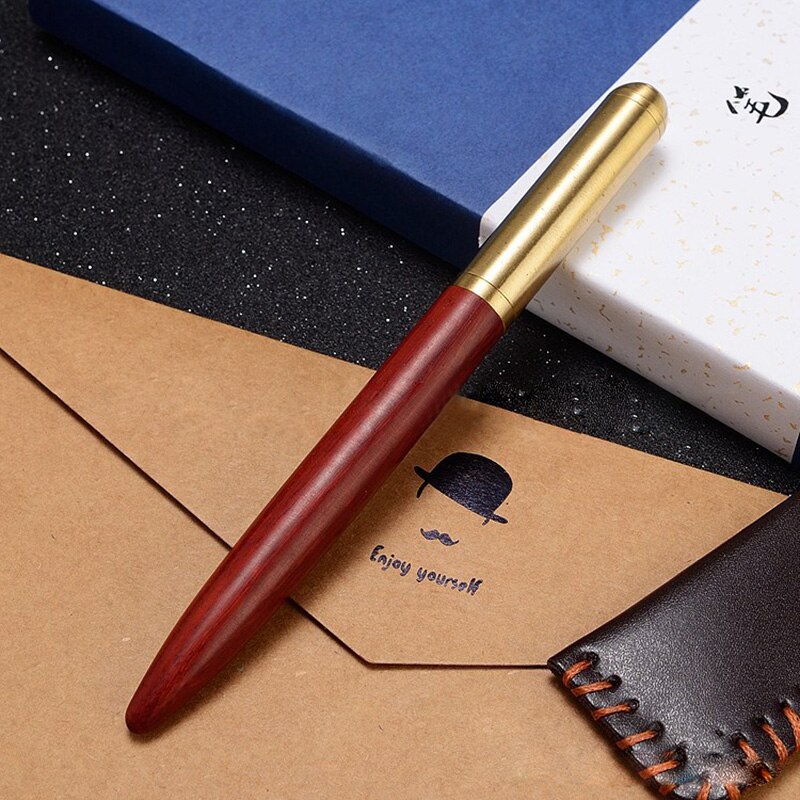 Mahogany Sandalwood Brass Pen Signature Pen Luxury Wood Fountain Pen Ink Pen Nib 0.5mm: Rosewood