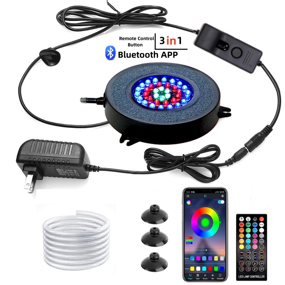 Ip68 Waterdicht Rgb Led Onderwater Licht 36Leds Dc 12V Aquascaping Zuurstofrijke Bellenlamp 21K 24K 40K Afstandsbediening: YELLOW / uk plug