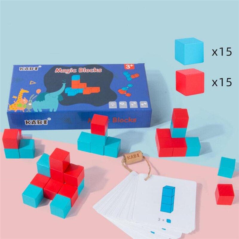 Colorato Cubi di Legno Blocchi di Bambini bambino Precoce Giocattoli Educativi Blocchi di Costruzione per Bambini di colore Di Legno Geometriche Piazze Giocattoli