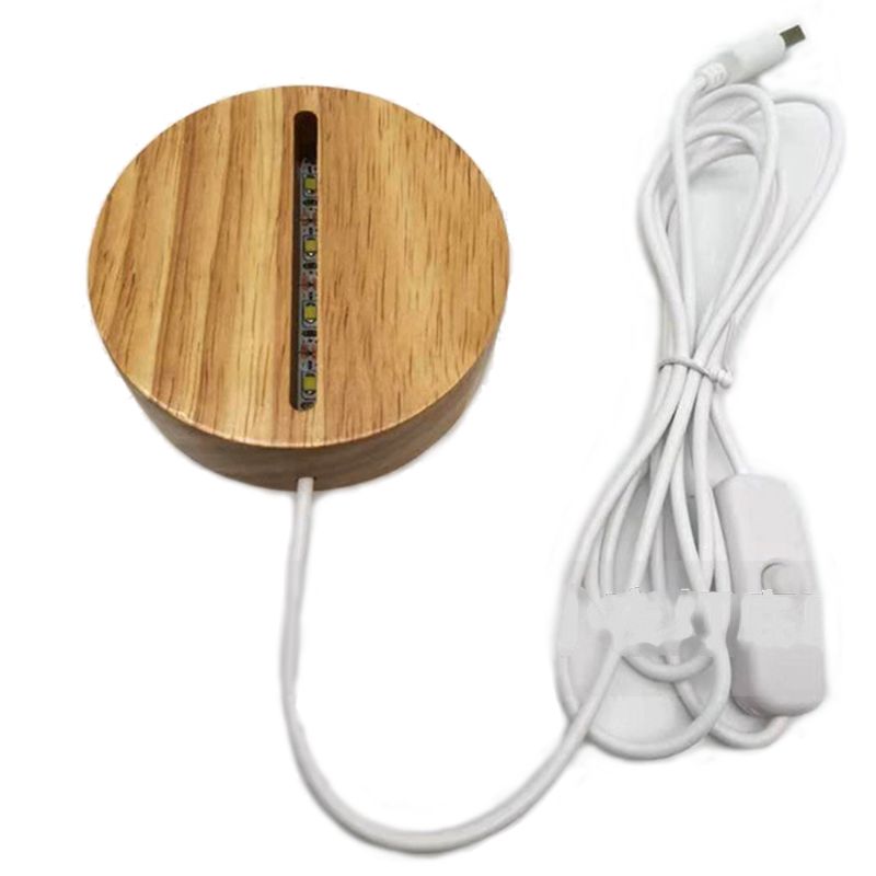 Handmade Resin Art Wood LED Light Dispaly Base Crystal Glass Resin Art Ornament Wooden Night Lighted Base Stand Crafts