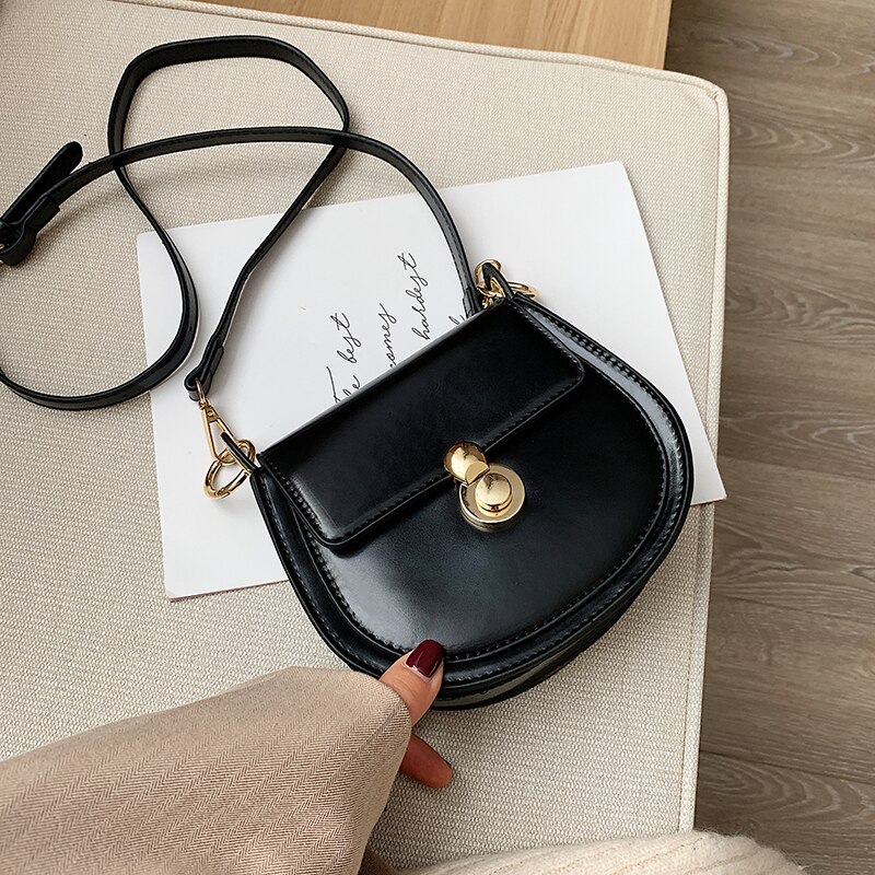 PU Leather Contrast color Crossbody Bags For Women Small Shoulder Bag Female Handbags and Purses travel bags: Black