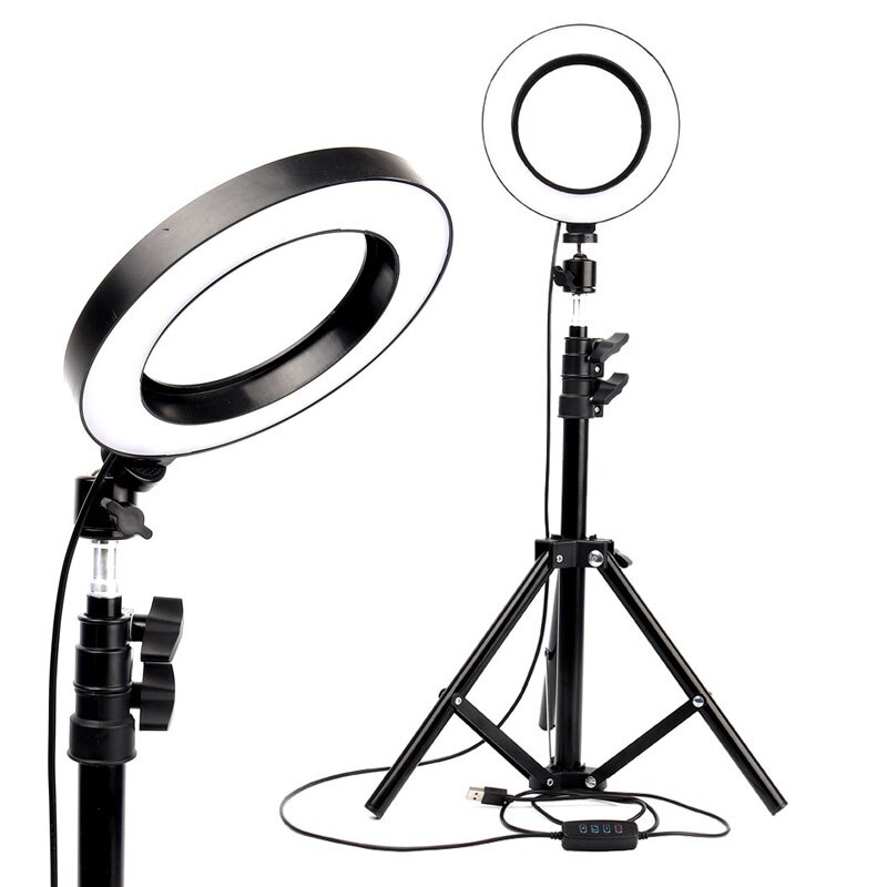 LED Selfie Ring Light 26cm/16cm Camera Photo Studio Light Dimmable Photography Fill Lamp For Live Video With Tripod Phone Holder