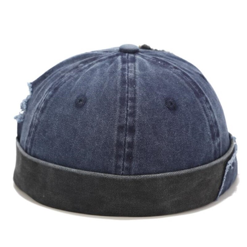 Chapeau Vintage Hip Hop pour hommes, casquette de crâne en coton délavé rétro, chapeau sans bord réglable, casquette respirante de propriétaire, chapeau de marin,: navy