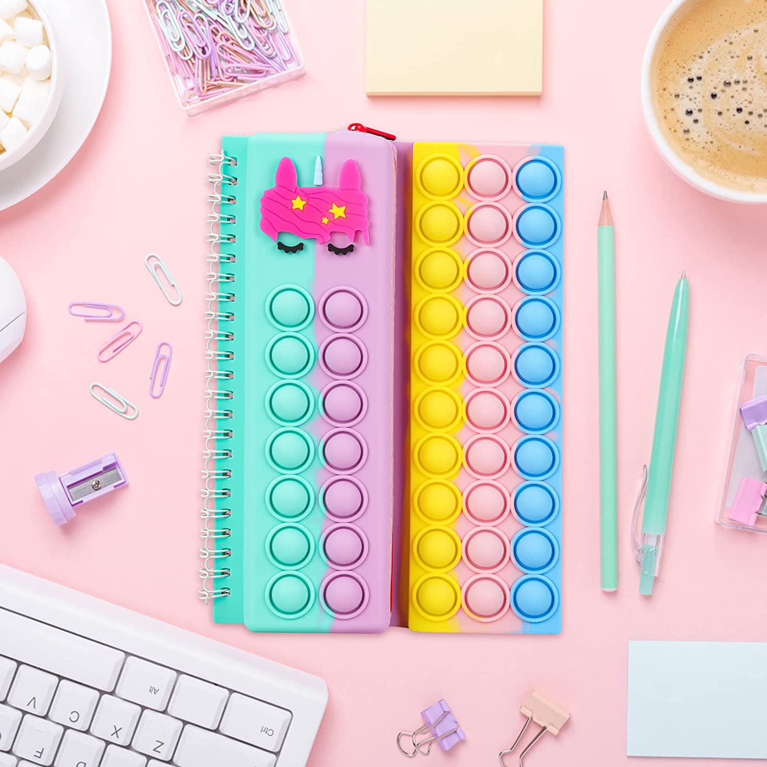 Zabawki typu denerwować poputs zeszyt i piórnik zestaw bańka zeszyt zabawki poput notebooki tęcza naciskać bańka trzaskać gra SYMOMOK