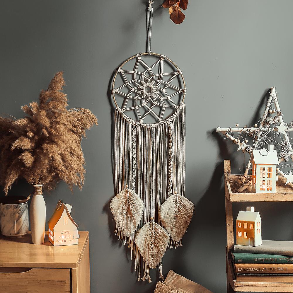 Boheme håndvævede smukke hængende bøjler vægindretning til hjemmet stue macrame tapet vægophæng boho