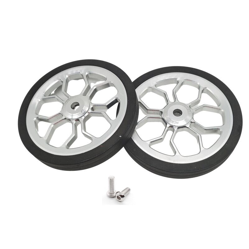 Aceoffix-rueda de empuje de gran tamaño para bicicleta, rueda fácil de 80mm para Brompton, 1 par: silver