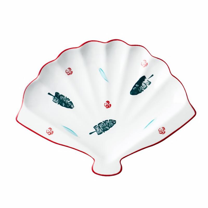 1Pc Dom sektor posiłek płyta ceramiczna kreatywna taca gastronomiczna deser pojemnik na owoce: czerwony
