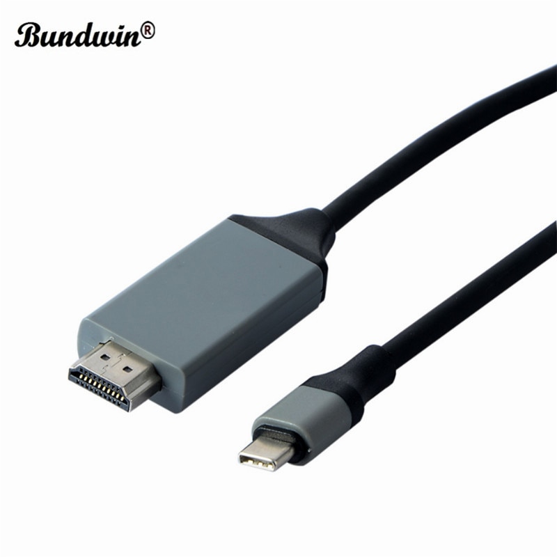 Bundwin type c usb 3.1 to hdmi-kompatibel kabel 4k 2m usb-c til hdtv konverteradapter for galaxy  s8 for huawei mate 10 pro  p20