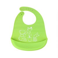 Cartoon Drucke Kinder Silicon Lätzchen Baby Lätzchen Kinder der Sommer Einstellbar Wasserdicht Bib Baby Fütterung Werkzeuge Jungen Mädchen Lätzchen schürze: green bear