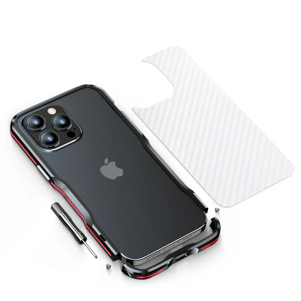 LUPHIE Metal Bumper For iphone 15 Pro Max Alloy Frame 14 Plus 13 Mini 12 11 Light Weight Aluminum Shockproof Case Cover Funda: EVA / Red