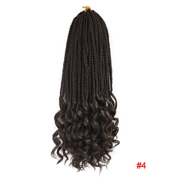 22 Strands Braiding Hair Crochet Hair Box Braids Ombre Synthetic Hair for Braid Hair Extensions Curly Ends: 4 / 14inches