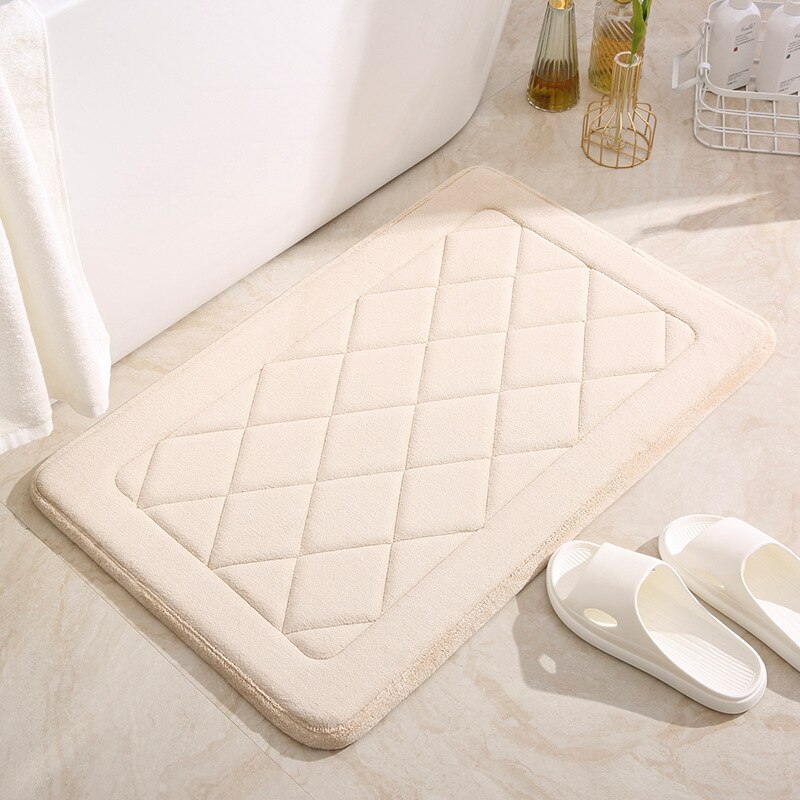 Moderno grosso anti-deslizamento tapete de banho espuma de memória tapetes de banho casa banho banho chuveiro banheira lado pés almofada lentamente rebote: beige / 50x80cm
