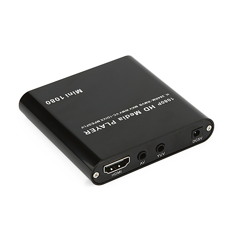 MINI reproductor de disco duro HD reproductor de coche portátil HDMI 1080P video publicidad reproductor de medios USB externo con HDMI SD Media: Black