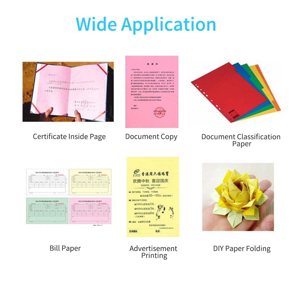 100 Sheets A4 Color Copy Paper 210x297mm/8.3x11.7in Printer Paper 70GSM for Copy Printing Writing Crafts & Art