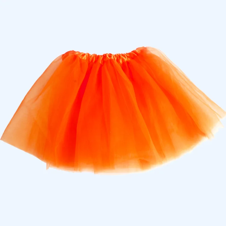 Jupe tutu élastique pour filles, vêtements de danse de Ballet, Mini jupe pour fête d'anniversaire, danse, 3 couches en Tulle pour enfants de 2 à 8 ans: Orange