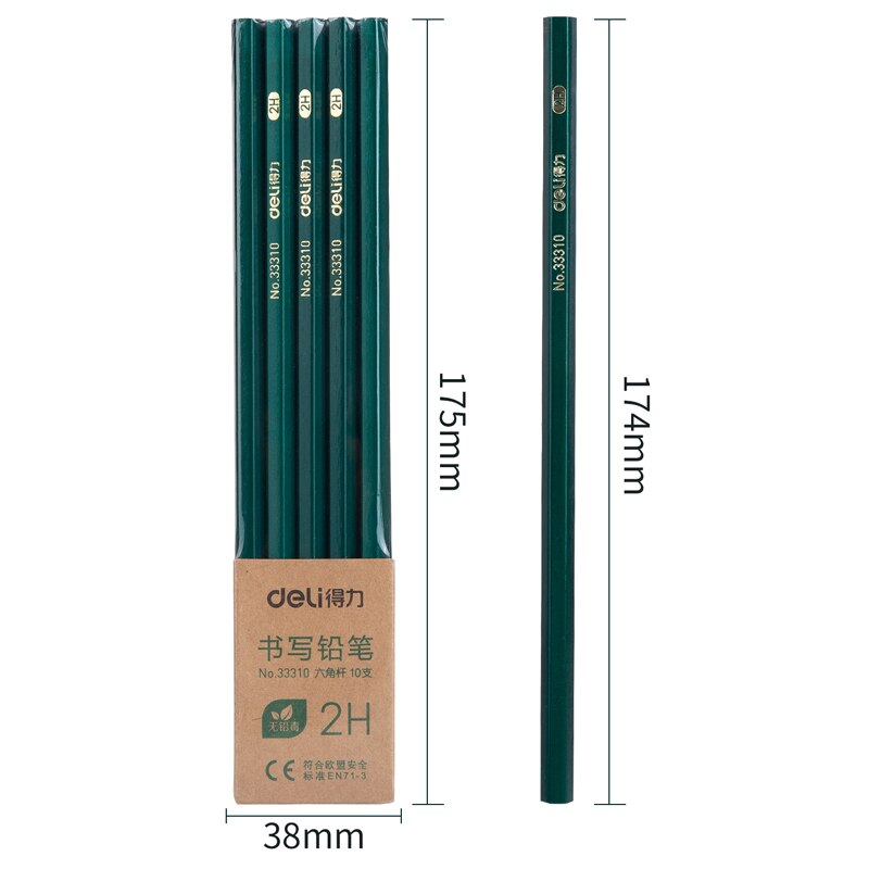 Exam Pencil Writing Drawing Painting Sketch Dedicated Write Pencil Security Logs 2B/HB/2H Hexagonal Rod Stationery Supplies: 2H-10pcs