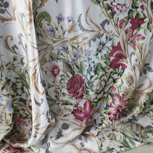 Flower Satin Material Soft Pajamas Shirt Fabric: Default Title