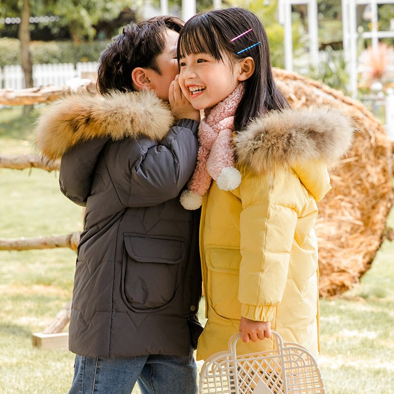 Winter kinder donsjack kinderen halflange dikke jassen jongens & meisjes bovenkleding baby's koreaanse stijl bontkraag kleding