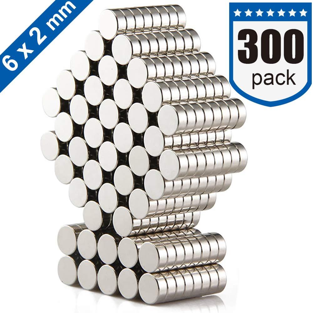 6x2mm 300 stuks Koelkast Magneten Premium Geborsteld Nikkel Magneet, super sterke magneet Kantoor Magneten-