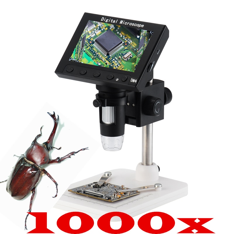 1000X digital microscope electronic video microscope 4.3 inch HD LCD soldering microscope phone repair Magnifier + stand