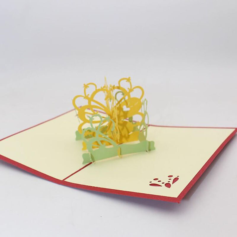Beautiful Butterfly Flower Handmade Kirigami 3D Pop UP Greeting Cards With Envelope For Birthday