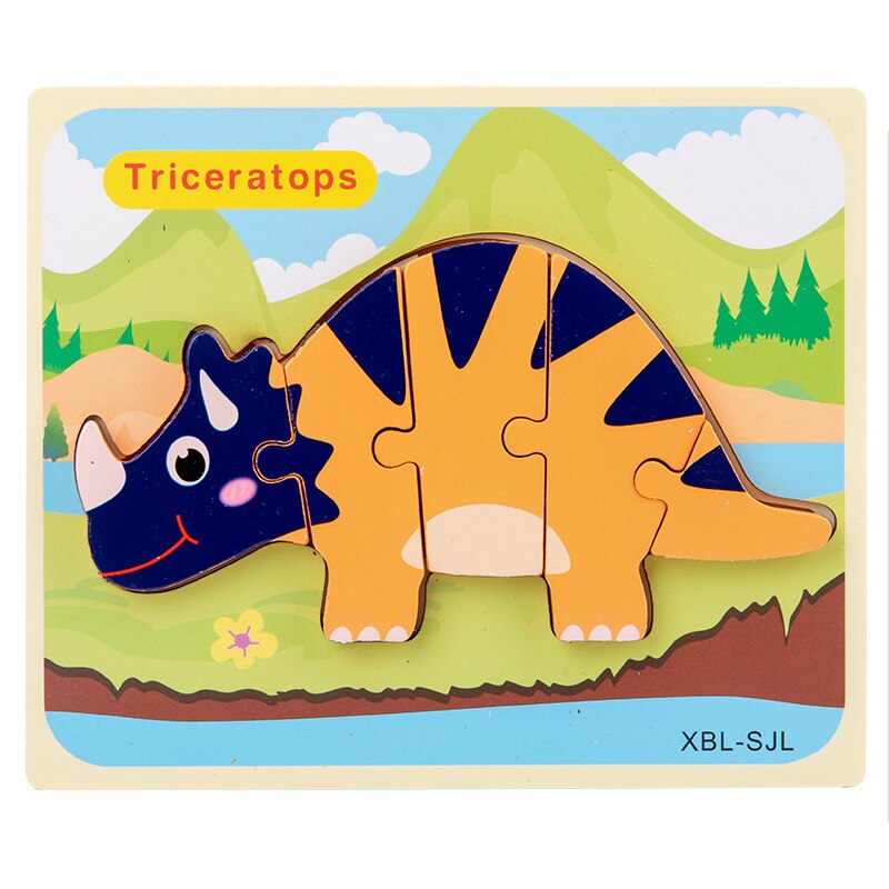 Dinosaur 3D Puzzle Early Educational Jigsaw Puzzle Cartoon Wooden Kids Toy for Boys Girls Montessori Toys: G