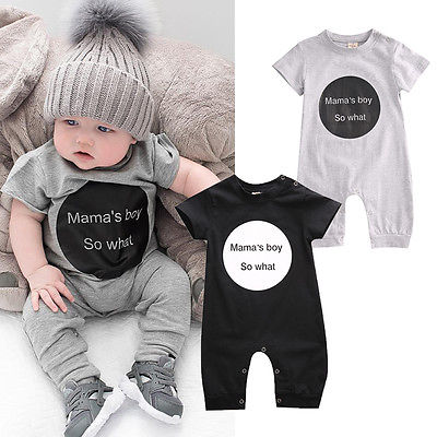 Neugeborene Jungen Mutter knapp Gedruckt Schwarz/Grau Strampler Gesamt Gesamt Outfits Kleidung 0-18M
