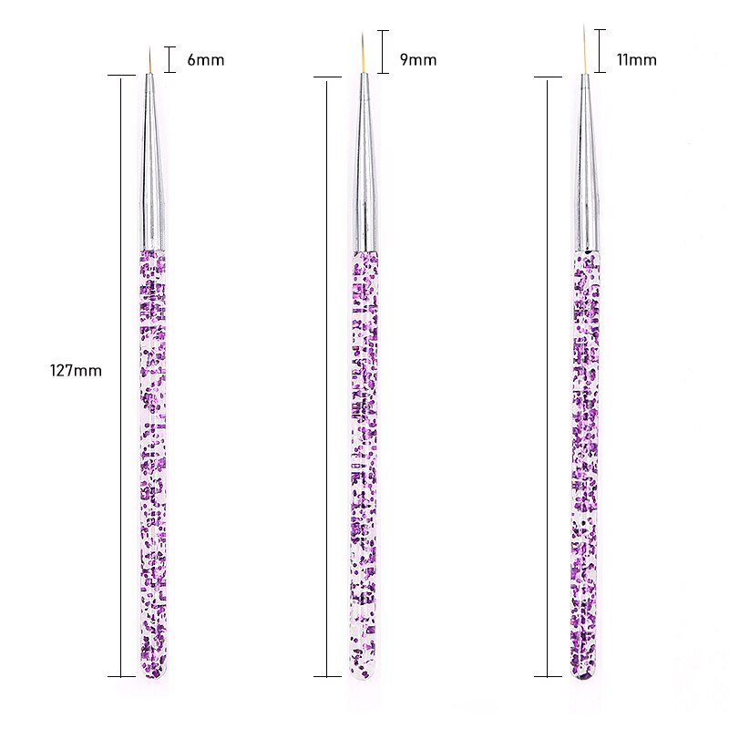 3 Stks/set Nail Art Penselen Liner Tekening Pen Gemengde Ontwerpen Gradiënt Schilderen Lijn Nagellak Gel Manicure Tool: 3 pcs sfpurple