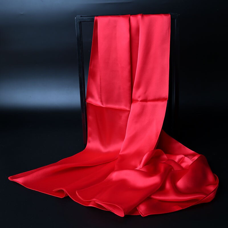 Zijden sjaal dames luxe merk satijn dik zacht effen kleur lange hoofd hijab femme natuurlijke zijden sjaal dames