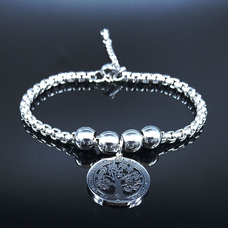 2022 Lotus Edelstahl Manschette Armbinde für Frauen Silber Farbe Armreif Armbänder Schmuck Armbinde acier B18336: I Baum