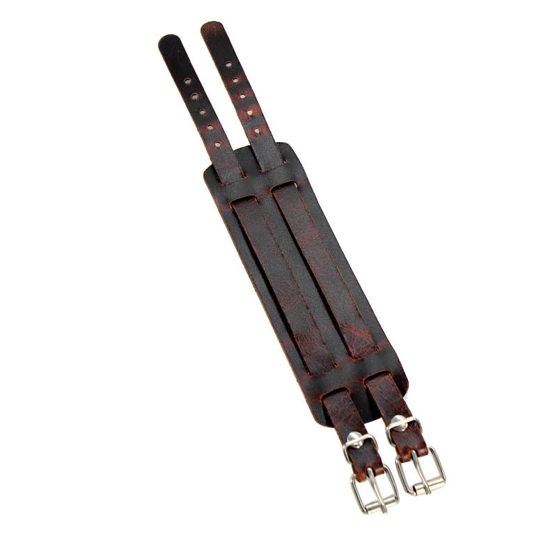 Mode Mannen Lederen Armband Open PU Lederen Armbanden en Armband Dubbele Brede Zwart Bruin Armband Vintage Punk Unisex Sieraden