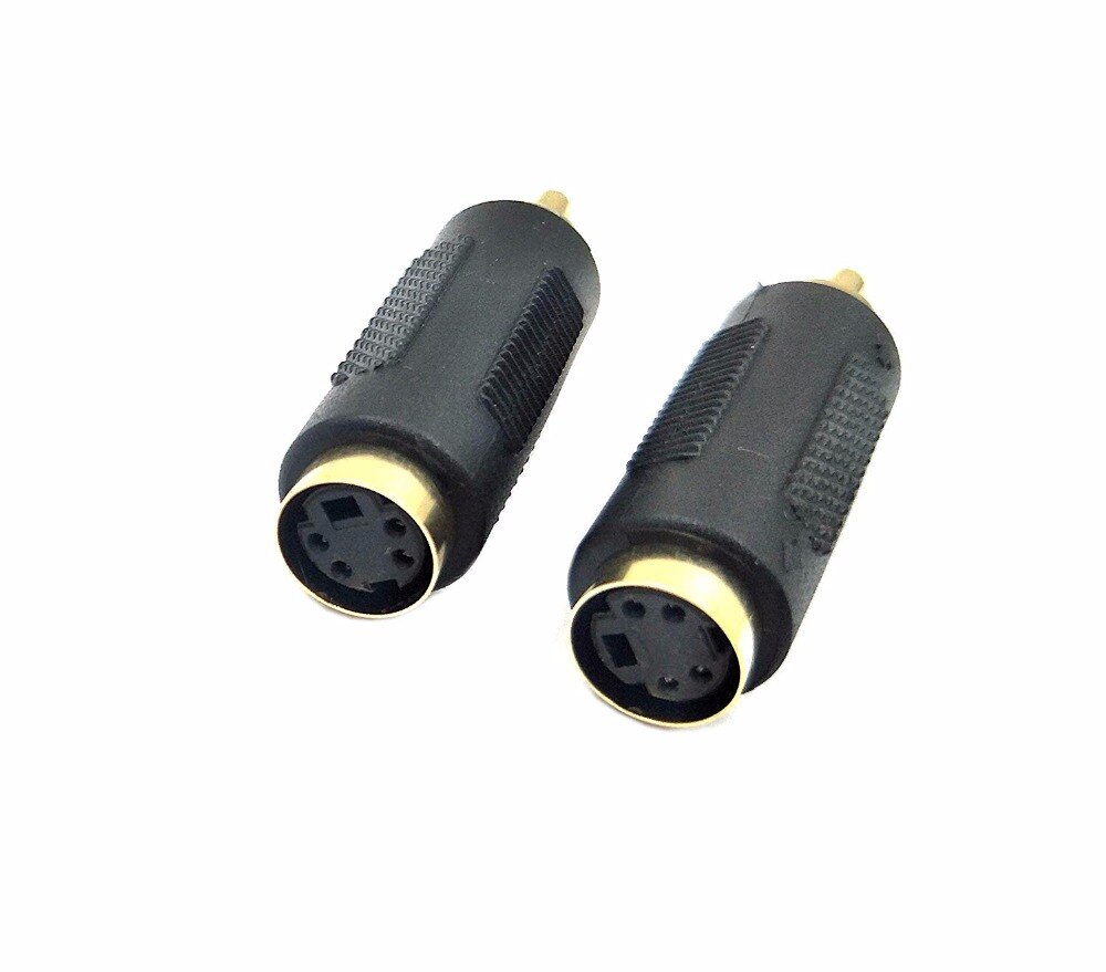 S-video-Adaptador de vídeo compuesto hembra a RCA macho, convertidor de enchufe Mini DIN de 4 pines hembra a RCA macho, 2 paquetes