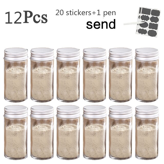 Meerdere Set Kruiden Potten Vierkante Glazen Container Kruiden Fles Keuken Outdoor Camping Kruiden Container Spice Container: 12pcs Round shape