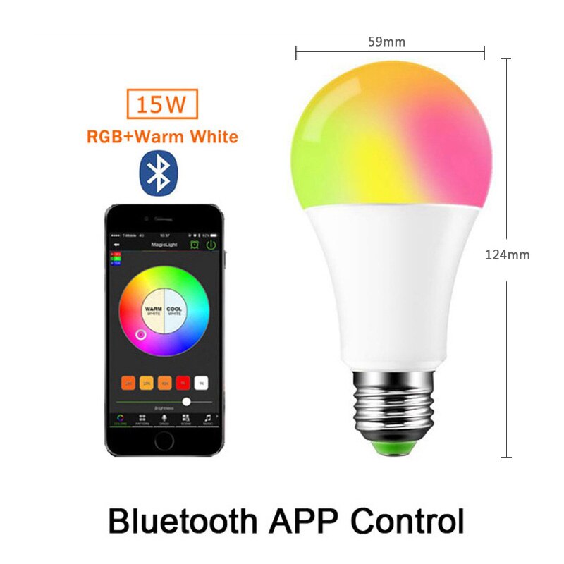 Smart  e27 rgb bluetooth højttaler led pære lys 12w musik spiller dæmpbar trådløs led lampe med 24 nøgler fjernbetjening: Bluetooth rgbww 15w