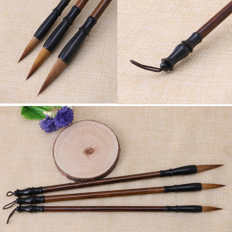 Chinese Calligraphy Brushes Pen Wolf Hair Writing Brush Wooden Handle