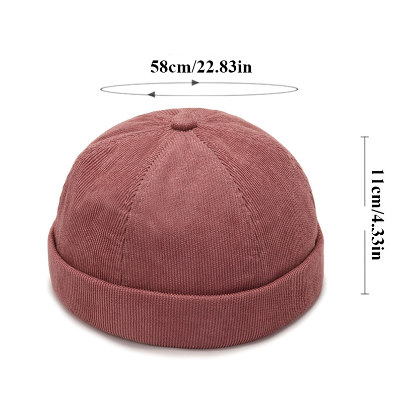 Mode Hip Hop Hoeden Brimless Skullies Caps Voor Mannen Beanie Hoed Vintage Mannen Caps Corduroy Effen Kleur Straat Verhuurder hoed
