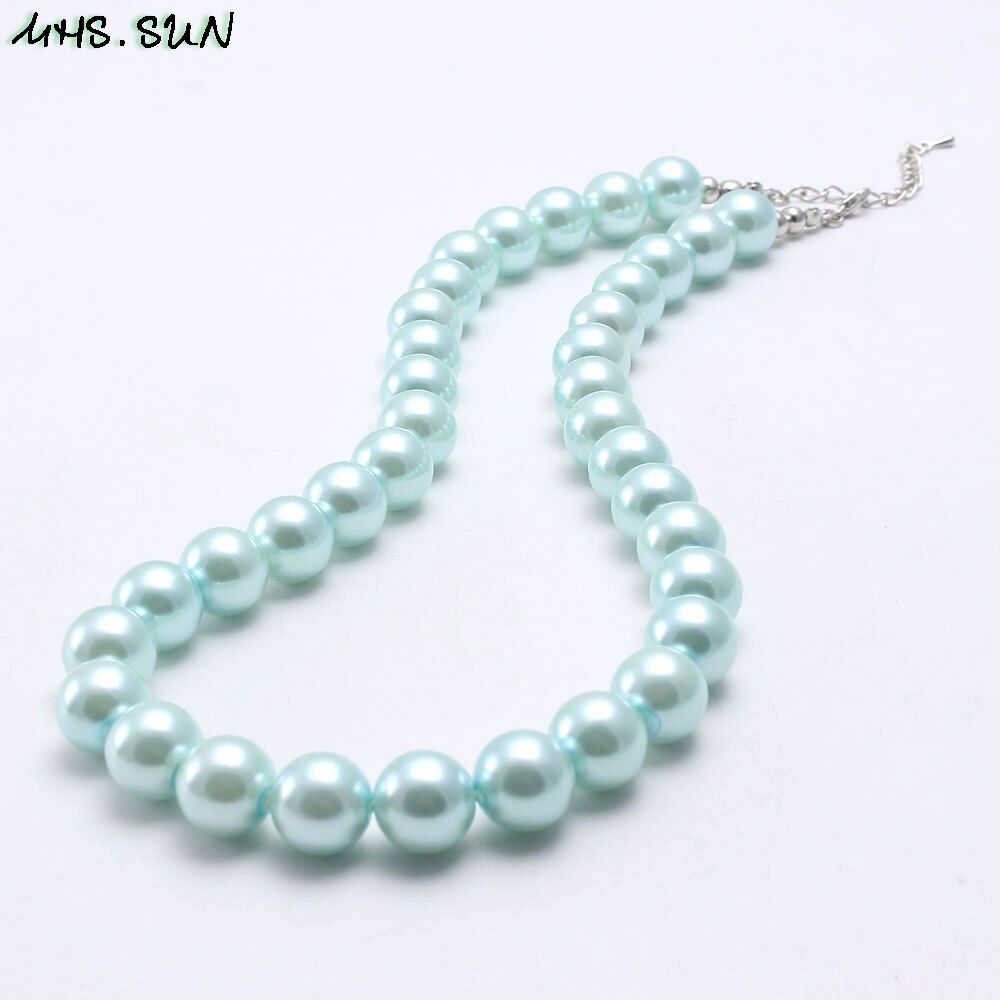 MHS.SUN Girl Kid Beaded Necklace Colorful Pearl Bubblegum Necklace For Baby Children Handmade Jewelry 1Pc