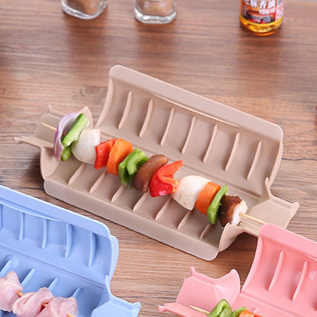 4Pcs/Set Manual Meat Skewer Tool Solid Color Chicken Beef Skewers Manufacturer Practical Reusable BBQ Tools Kitchen Supplies