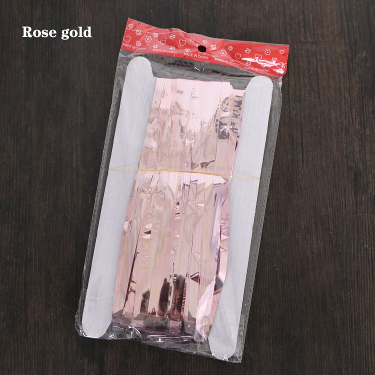 Fondo de cortina de seda de lluvia, tira de colores para pared, cumpleaños, boda, decoración de cinta de seda de lluvia, sala de estar para, suministros de cortina: Rose gold