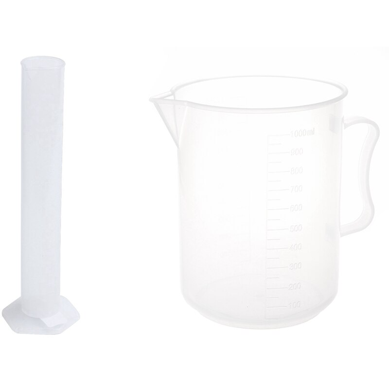 Capacity Clear Plastic Graduated Laboratory Measuring Set Beaker 1000ML With Chemistry Set Measuring Tool 100ML: Default Title