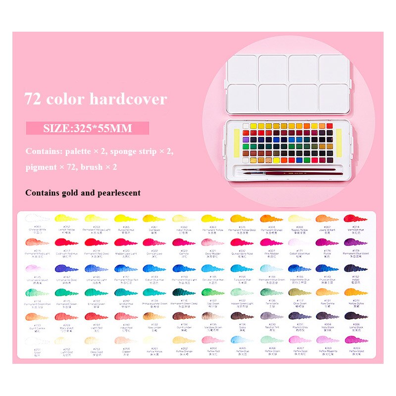 Sakura akvarel solid pigment maling sæt 12/18/24/30/36/48/60/72 farver lite / hardcover studerende håndmalede bærbare forsyninger