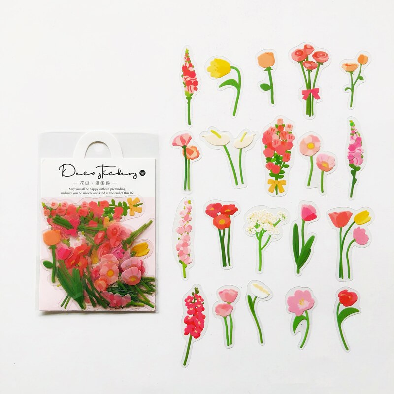 40PCS /Pack Blue Butterfly PVC Craft Sticker Notebook Diary DIY Decoration: flower 03