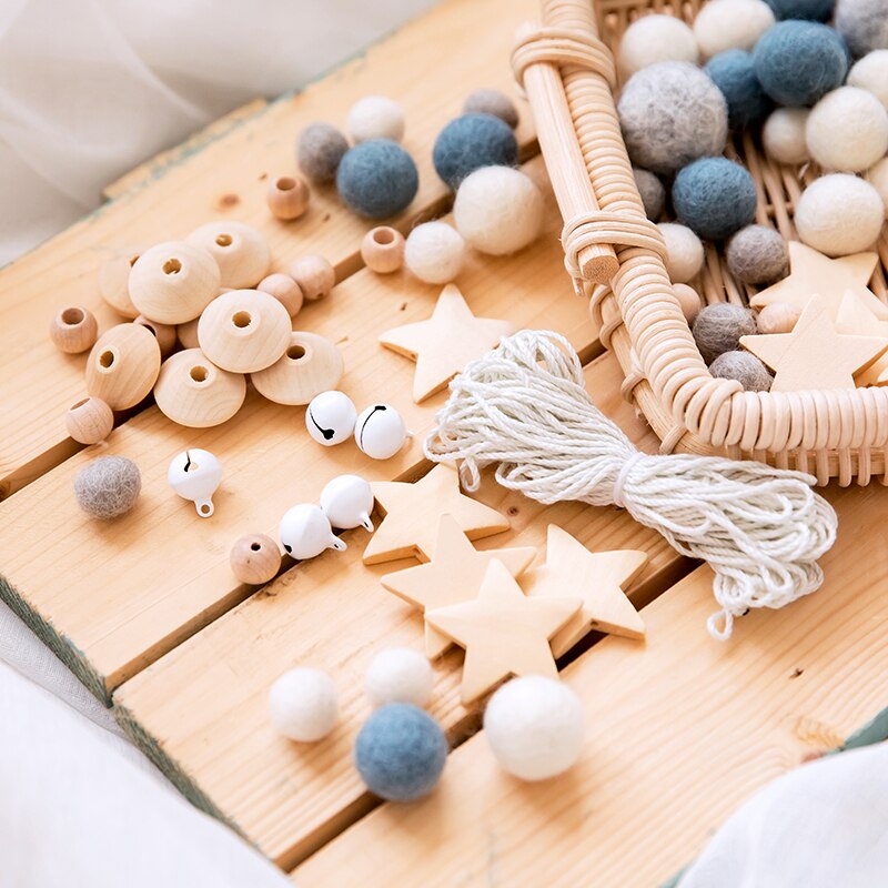 Dziecko drewniane Wykonany ręcznie DIY gwiazdka dzwonek robić łóżka grzechotki zagraj w zdatność zabawki dla dzieci wiatr kuranty robić zabaw ruchowych akcesoria robić wózka dziecinnego szydełka