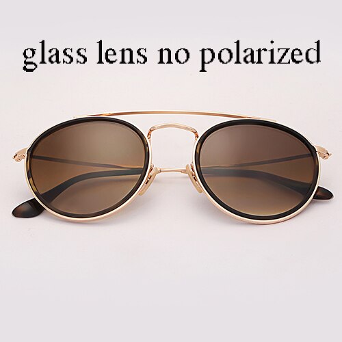 3647 Round double bridge sunglasses polarized men women 51mm mirror gradient glass lens TAC glasses sol gafas occhiali UV400: gradient brown glass