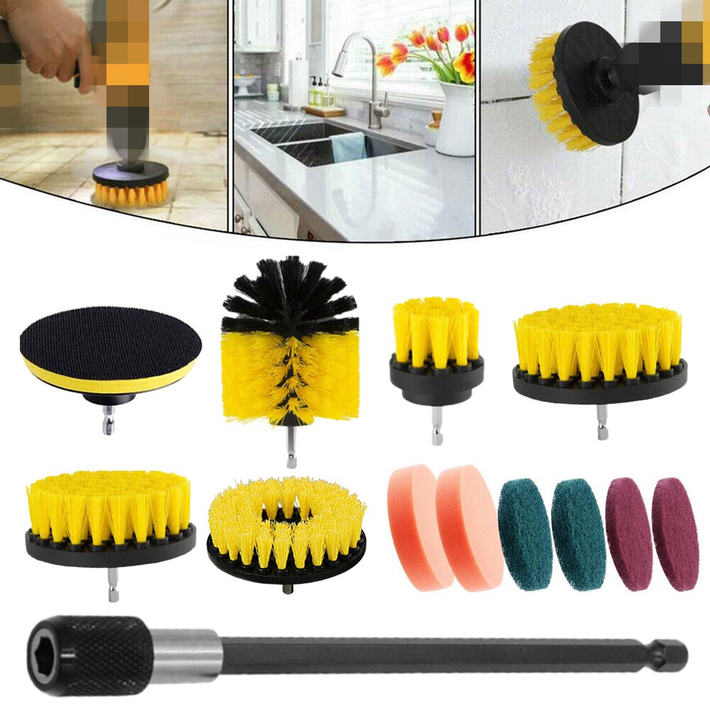 Juego de limpiador eléctrico para limpieza de baño, cepillo de taladro eléctrico para bañera, Herramientas de limpieza de azulejos, 3/4/12 piezas