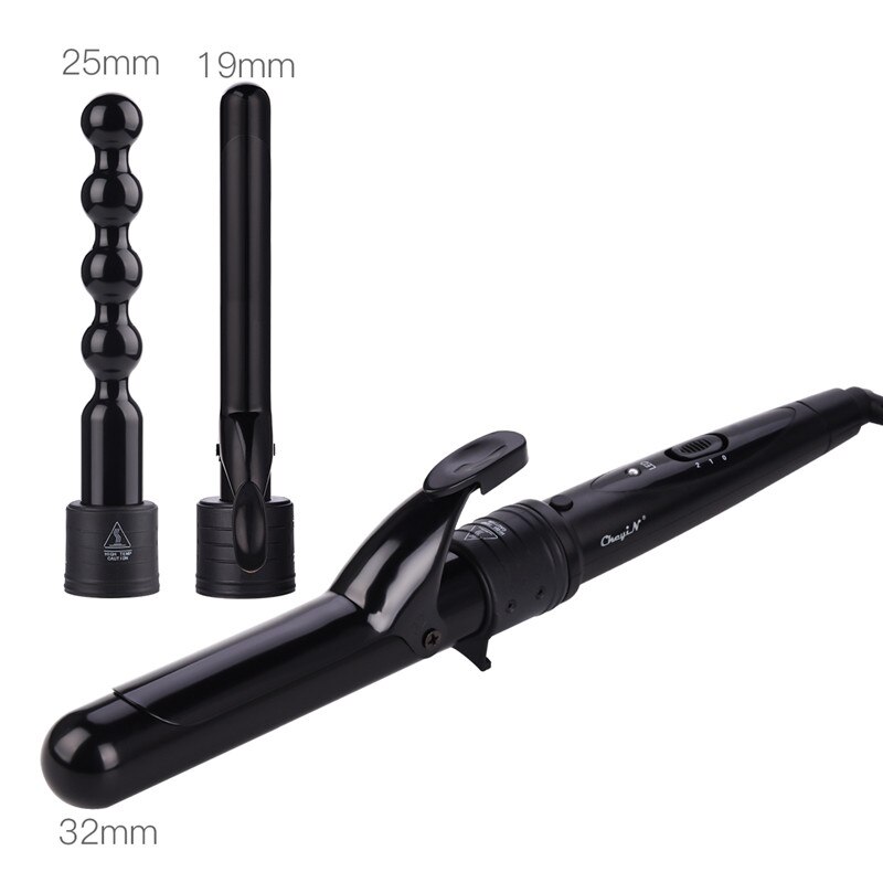 3 In 1 Temperature Control Styling Tools Ceramic Cone Hair Curling Iron Tong Electric Hair Curler Roller Curling Wand Waver 3536: Rose Gold