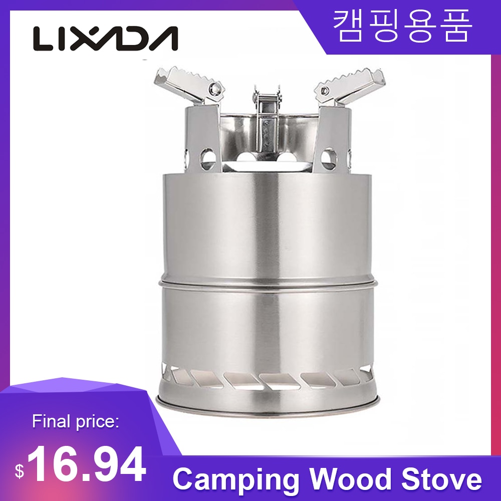 Outdoor Camping Equipment Cross Border Windproof Wood Stove Cooking Stainless Steel Detachable Furnace Picnic Gas Burner Stove