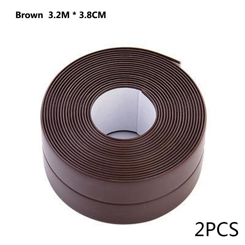 2 stk pvc klæbebånd holdbar brug 1 rulle køkken badeværelse vægforseglingstape gadgets vandtæt støbefast 3.2 mx 3.8cm/2.2cm: 2 stk. brun-l